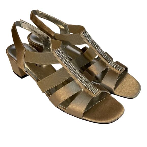 David Tate Eve Champagne Stretch Evening Shoes Size 8SS - Picture 1 of 10